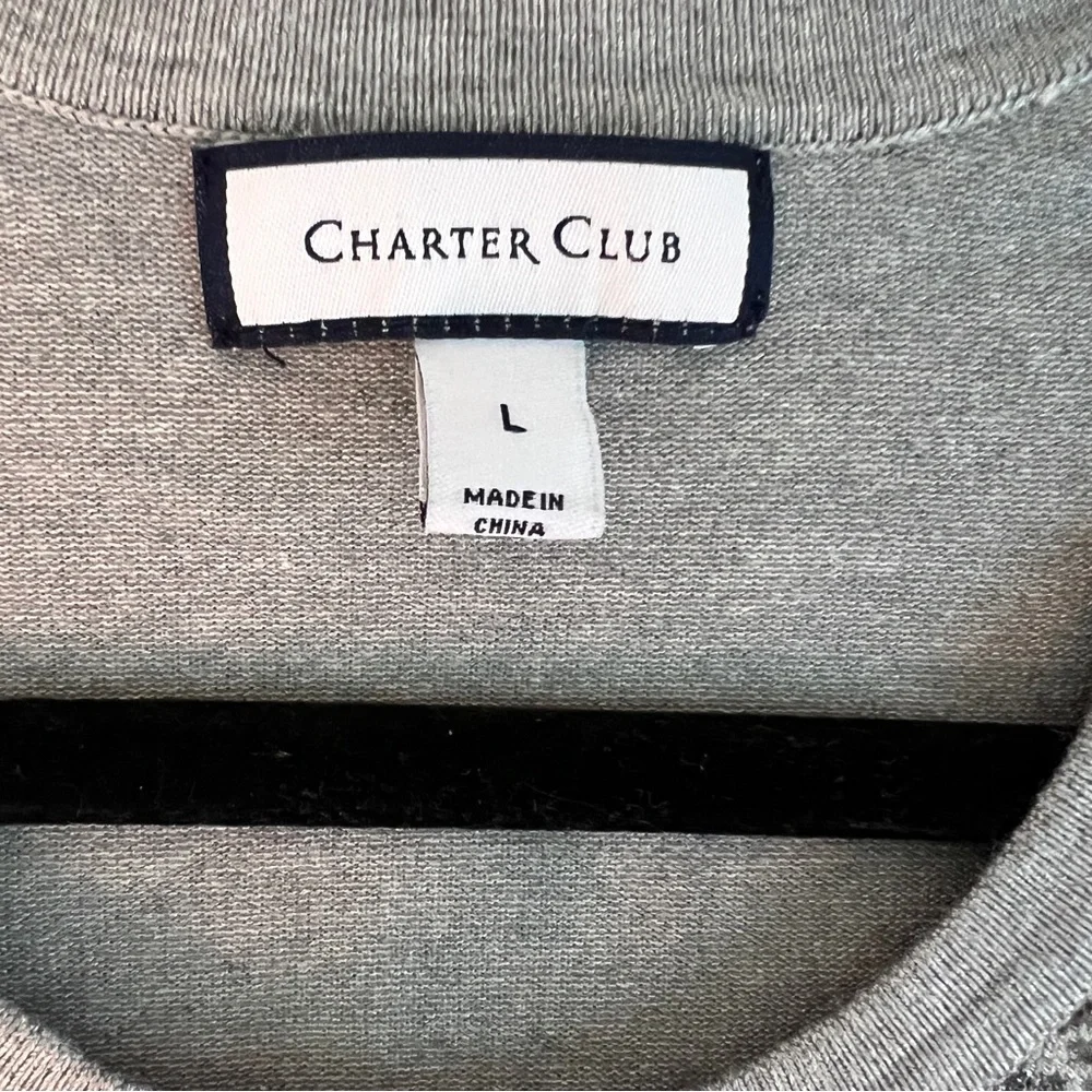 CHARTER CLUB Grey sweater Shiny Embellishments cardigan long sleeves Large EUC - Picture 4 of 10